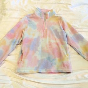 Girls 10/12 Childrens Place Colorful Tie-dye Collared Fleece Half Zip Sweatshirt